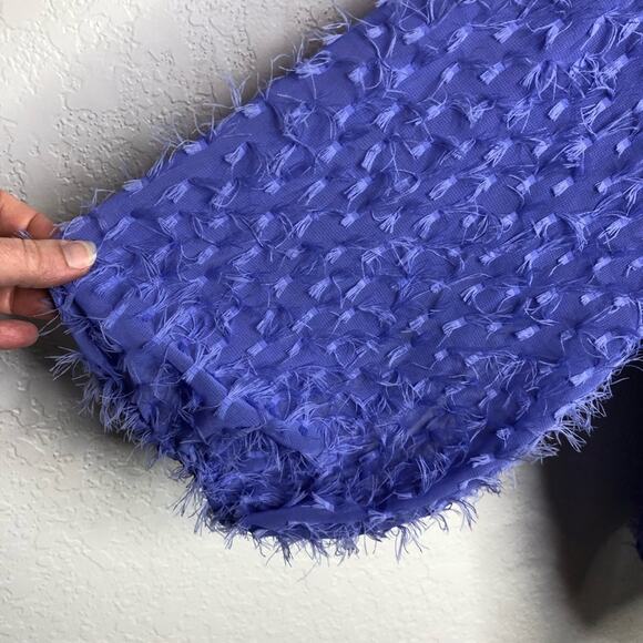 ASOS Design purple blue fringe feather sheer button down top size US 14 - Picture 7 of 14